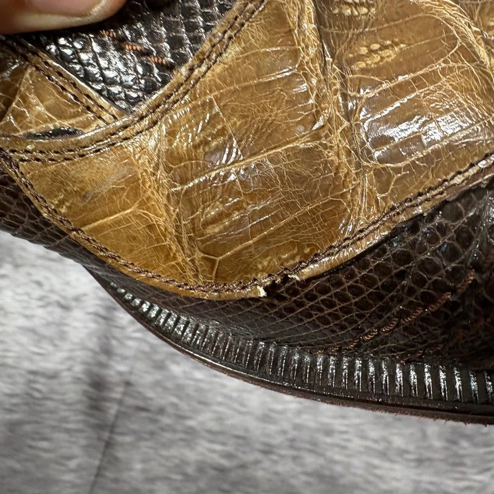 Vintage David Eden Lizard Skin Alligator Patchwork Oxford Dress Shoes Mens 9.5